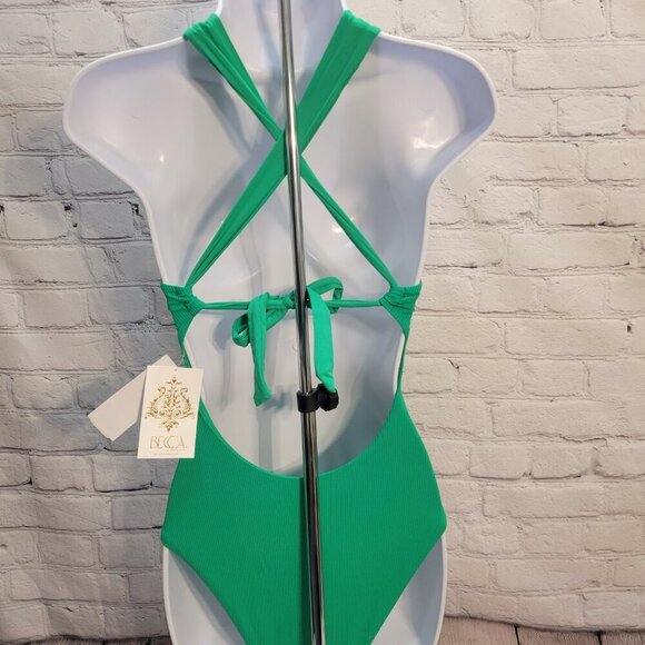 BECCA Modern Edge Rib Plunge One Piece Women's Swimsuits - Picture 5 of 8